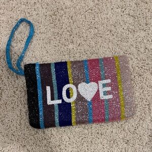 Colorful Beaded 'Love' Clutch